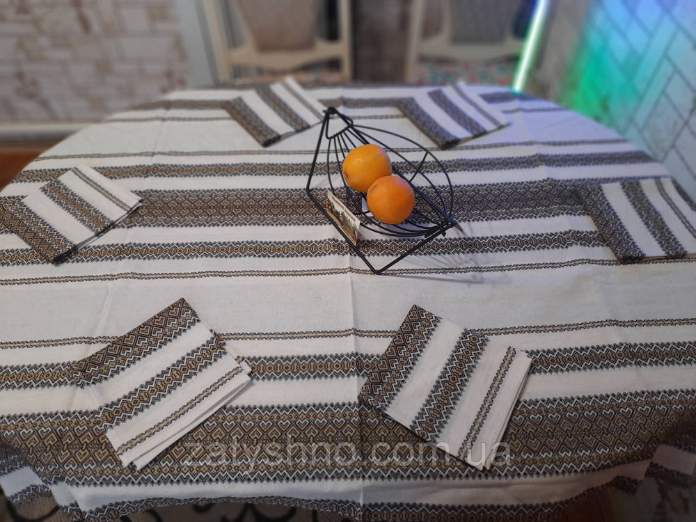 Скатерть на льне вышитая кофейная Киев - изображение 8