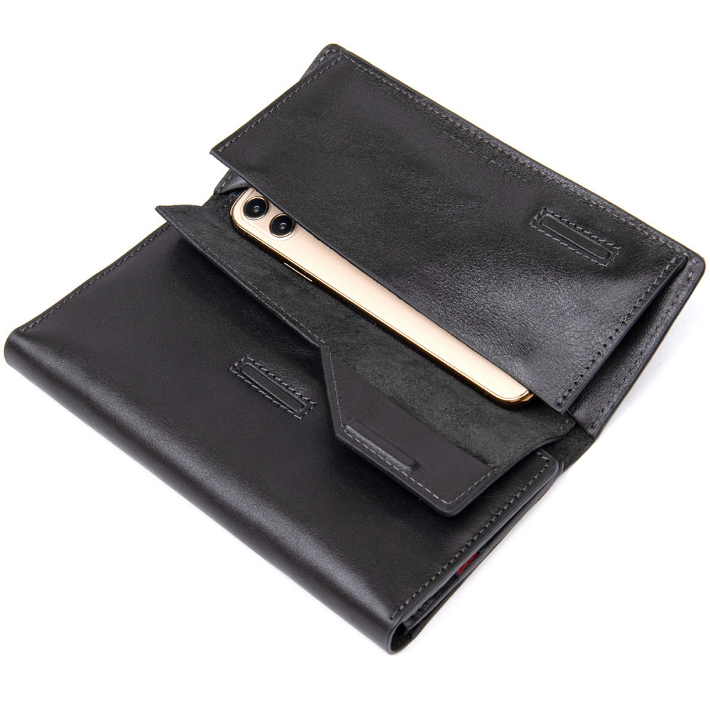 Кожаное глянцевое портмоне GRANDE PELLE 11471 Черный Киев - изображение 5