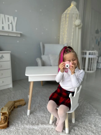 Дитячий столик з ящиком для олівців + стільчик Корона (Білий) Київ