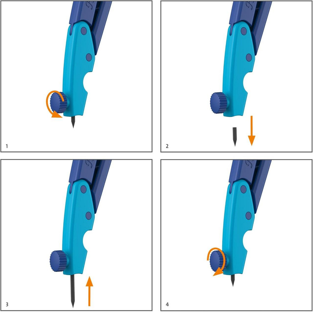 Циркуль школьный Pelikan Griffix 150 мм с грифелем точилкой защитой металлического наконечника синий Киев - изображение 5
