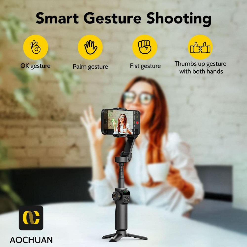 Триосьовий стабілізатор AOCHUAN Professional Gimbal Stabilizer for Smartphone Smart X2 Чорний Київ - фото 10