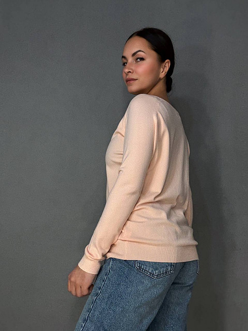 Джемпер жіночий ACCORDDREAM 9377 тонкий светр однотонний базовий, персиковий, one size Київ - фото 18