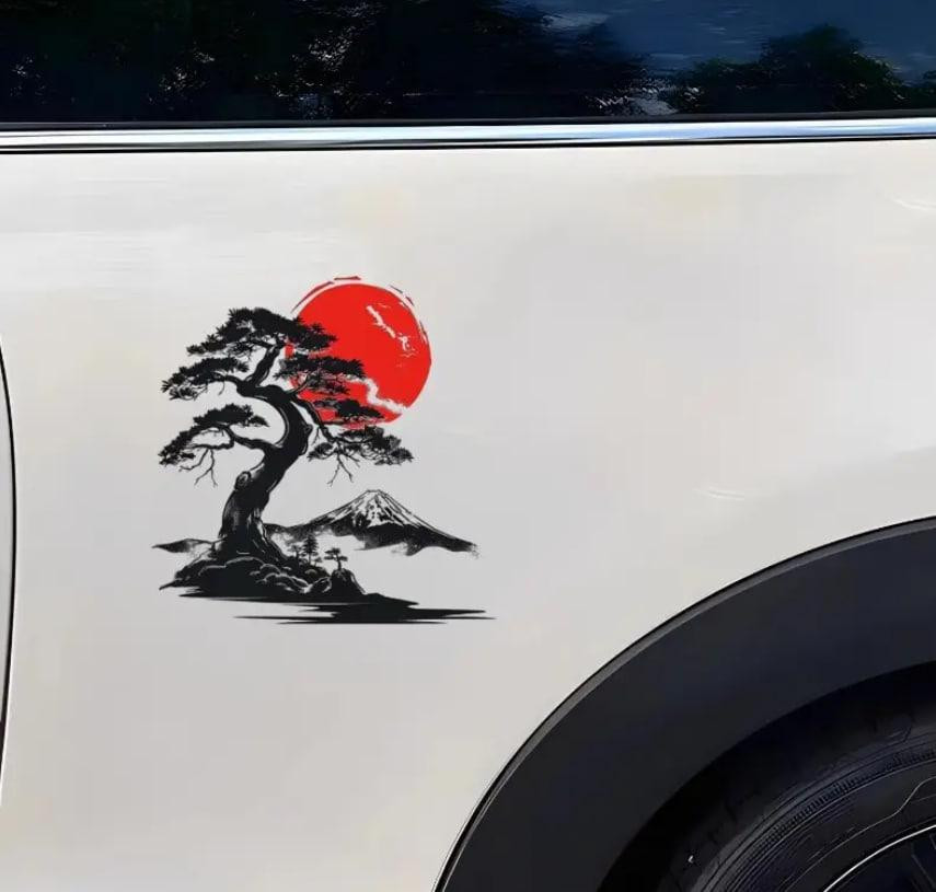 Виниловая Наклейка Японский Бонсай и Гора Фудзи 10*10 cм. Киев - изображение 3