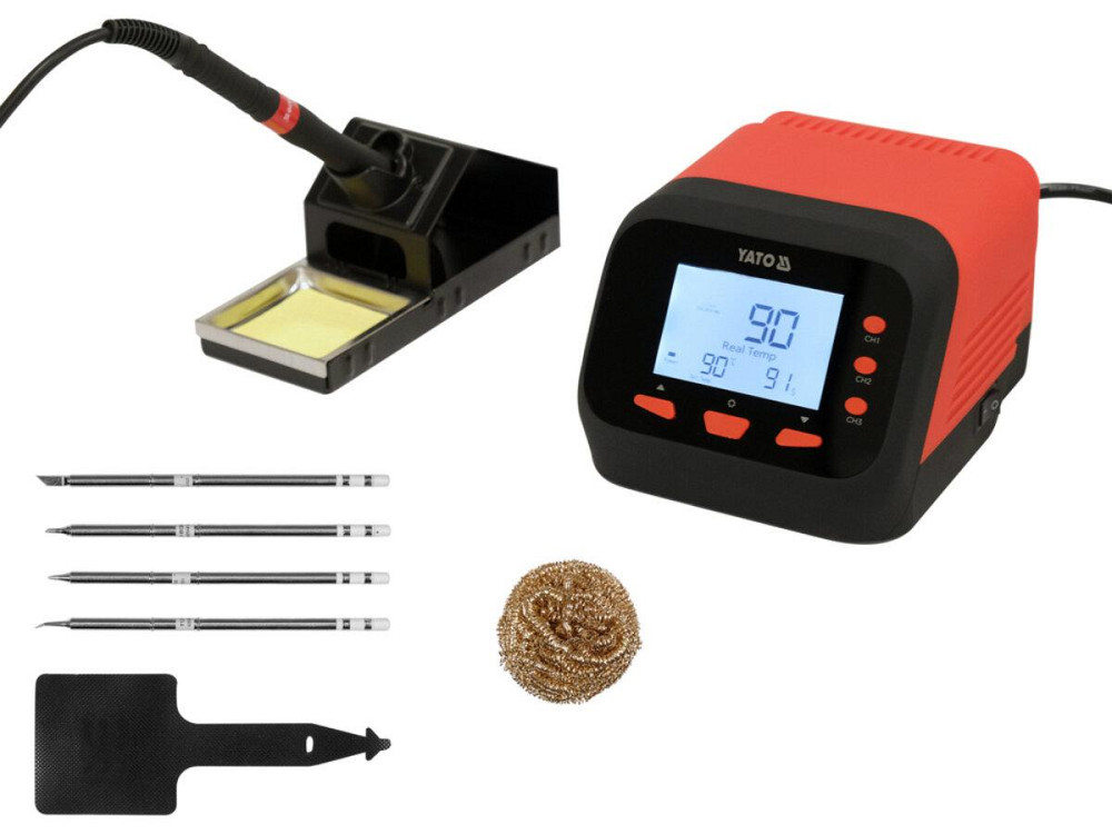 Паяльна станція мережева 110-230 V YATO; Р= 75 Вт, t°= 90-480°С, жало тип T12, LCD табло [12] Одеса - фото 1