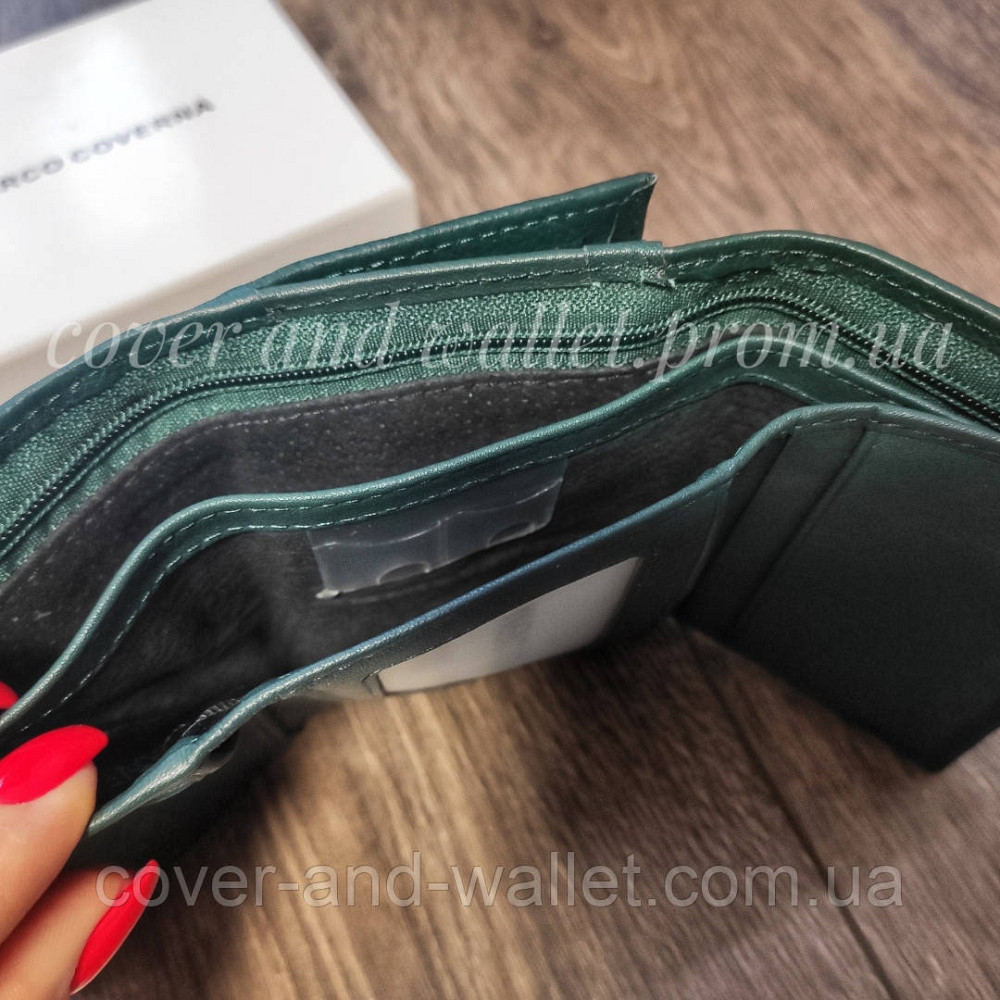 Компактний жіночий гаманець на магнітах зеленого кольору Marco Coverna MC-1419 Київ - фото 4