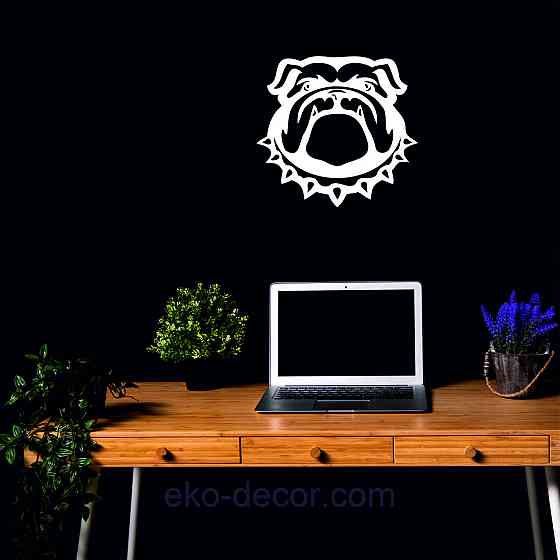 Декоративне настінне Панно «Бульдог», Декор на стіну 90*90 см, Білий Київ