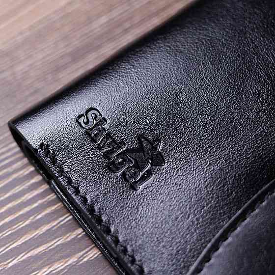 Чоловіче глянсове шкіряне портмоне Чорний (SHVIGEL) Київ