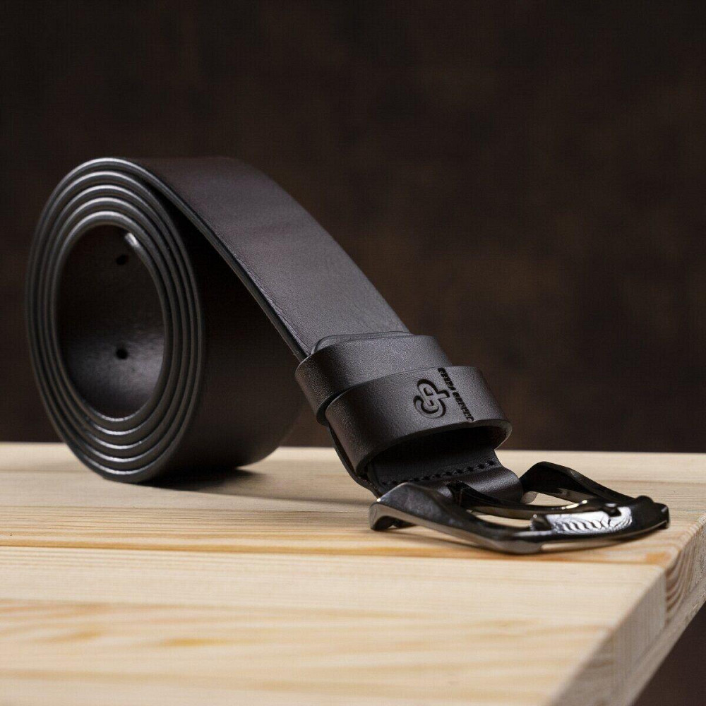 Ремень мужской GRANDE PELLE 11028 под джинсы Коричневый Киев - изображение 7