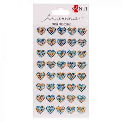 Набор для творчества Santi Серця синьо-жовті зі страз самоклеючих 9х15 см (743032) Винница