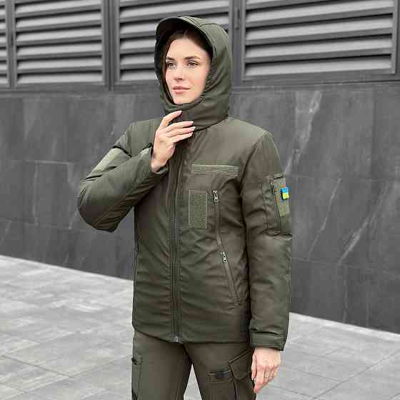 Женская зимняя хаки куртка с капюшоном Pobedov Winter Jacket Motive ЗИМА В2 Женская Киев