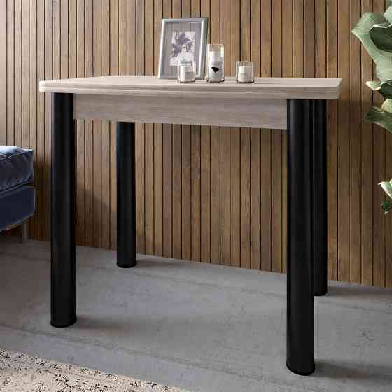 Обеденный стол раскладной LION Нота черные ножки Самоа дымчатый 60x90/90x120 (LION-045133) Львов