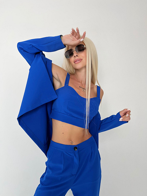 Костюм-трійка з топом "Vanity" оптом I Розпродаж моделі Електрик, 44 Київ - фото 2