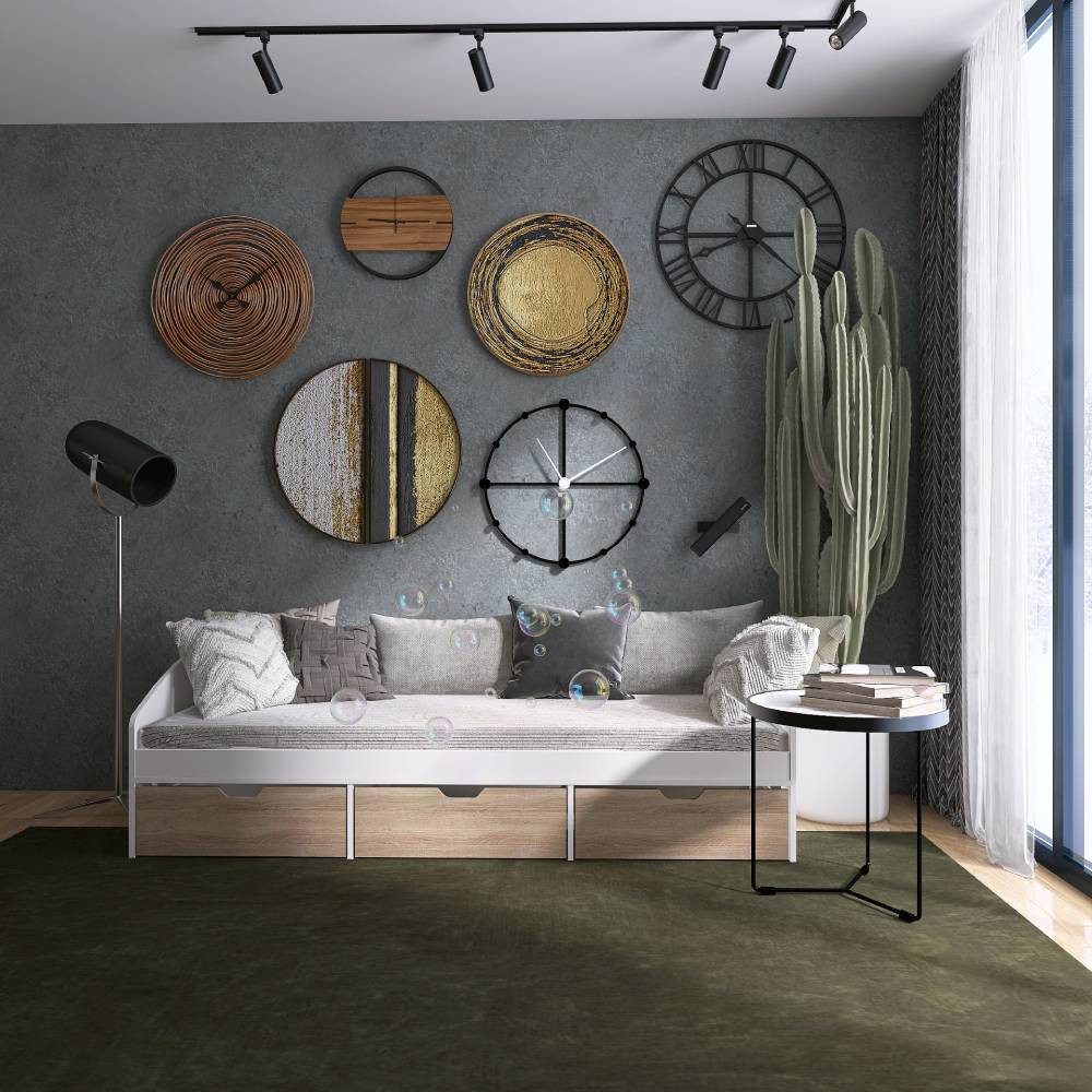 Ліжко односпальне з ящиками Еверест Комфорт 3 193х84х59 см Німфея Альба (білий)/Дуб сонома (DTM-073830) Львів - фото 1