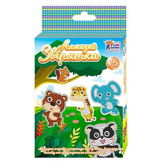 Набір для творчості Алмазні стікери "Звірятка" 20299, 12 шт Вінниця