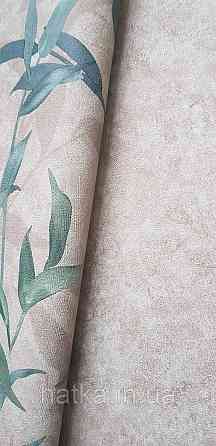 Обои виниловые на флизелине Sintra Adria метровые листья ветки бирюзовые зеленые на коричневом Киев
