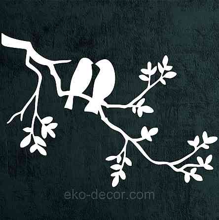 Декоративное настенное Панно «Две птички», Декор на стену 110*78 см, Белый Киев