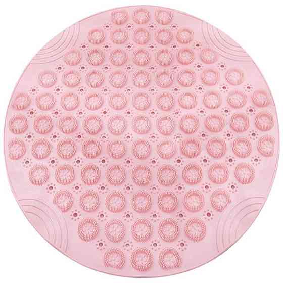 Силіконовий круглий килимок протиковзкий Bathlux на присосках для ванни та душу 55х55 см, Рожевий Кам'янець-Подільський