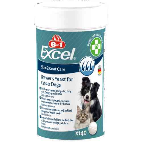 Вітаміни 8in1 Excel Brewers Yeast для собак та котів пивні дріжджі з часником для шкіри та шерсті 140 шт Київ