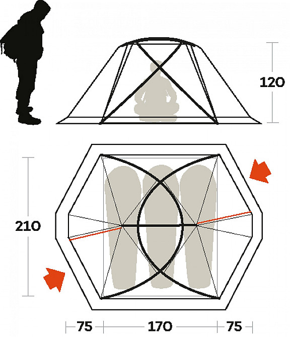 Палатка трехместная Ferrino Svalbard 3.0 Orange (99056LAAFR) Київ - фото 2