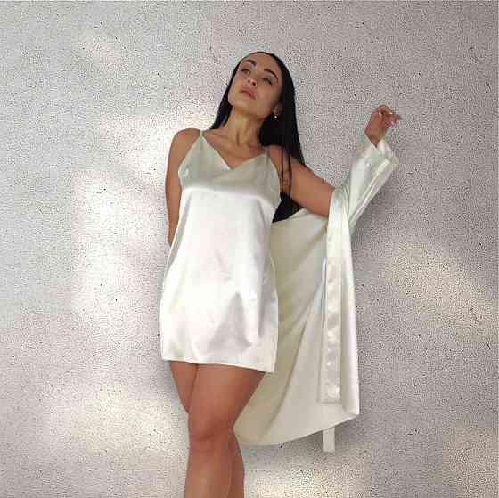 Комплект жіночий нічна сорочка з халатом Молочний S Харків