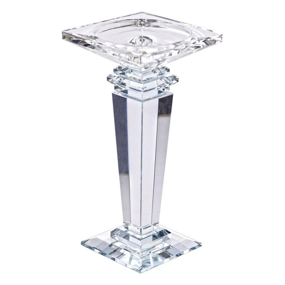 Підсвічник скляний на високій ніжці 9.5×9.5×20 см декоративний прозорий HP-4-52S Київ - фото 2