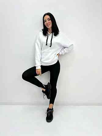 Жіночий теплий худі з капюшоном "Basic" Турція оптом | Норма і батал Білий, 50-52 Київ