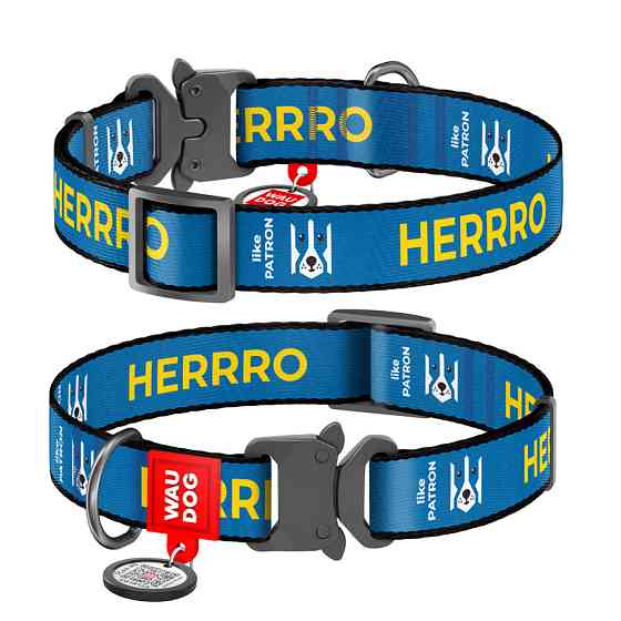 Нашийник для собак нейлоновий WAUDOG Nylon з QR-паспортом, малюнок "Парон", металева пряжка-фастекс, L, Ш Вінниця