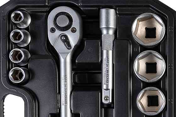 Набор насадок торцевых MASTERTOOL CrV 1/2" 10-32 мм трещотка 72Т 21 шт кейс 78-4021 Рівне