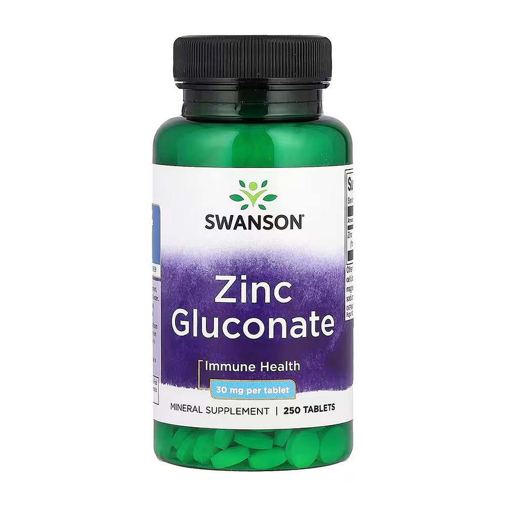 Цинк Swanson Zinc Gluconate 30 mg - 250 tabs Луцк - изображение 1