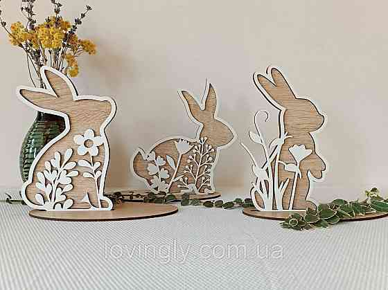 Пасхальное украшение в виде цветочного зайца 20см. Пасхальный декор Ирпень