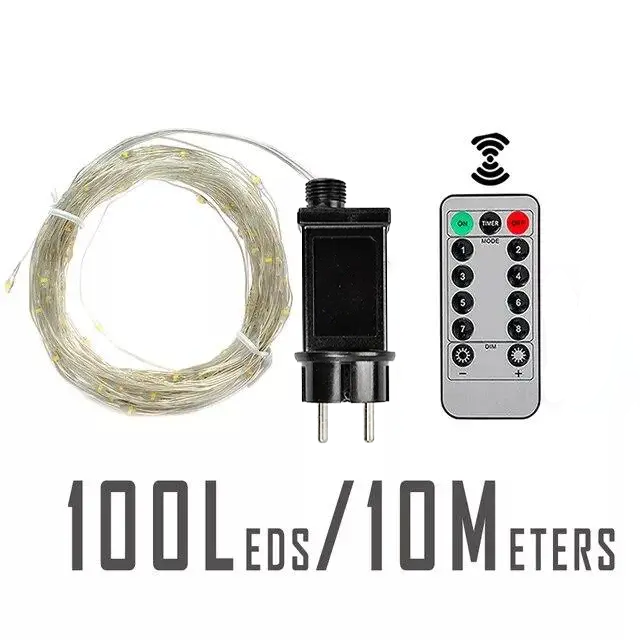 Гірлянда роса 10 метрів гірлянда капля роси з режимами 100 лед гірлянда на пульті вулична гірлянда 220в тепло біла Київ - фото 10