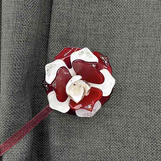 Магніти для штор і гардин Камелія набір 2 шт Бордовий з білим (81-312) Київ