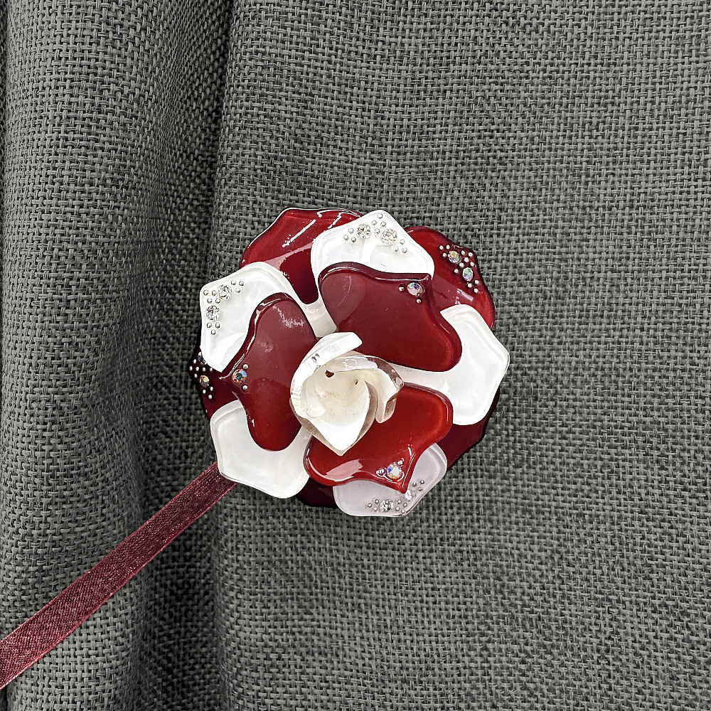 Магниты для штор и гардин Камелия набор 2 шт Бордовый с белым (81-312) Киев - изображение 3