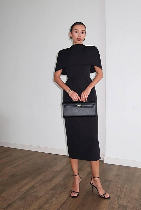 Жіночий елегантний вечірній костюм плаття + накидка костюмка Чорний, 44/46 Одеса - фото 5