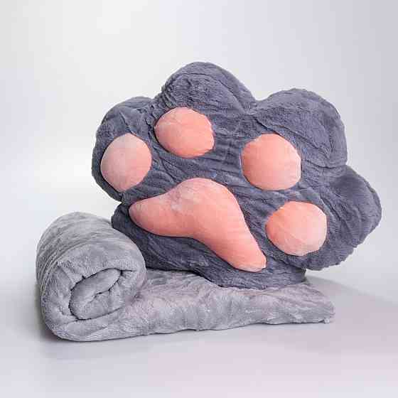 Плюшева іграшка-подушка з пледом "Лапка" 3 в 1, сірий Київ