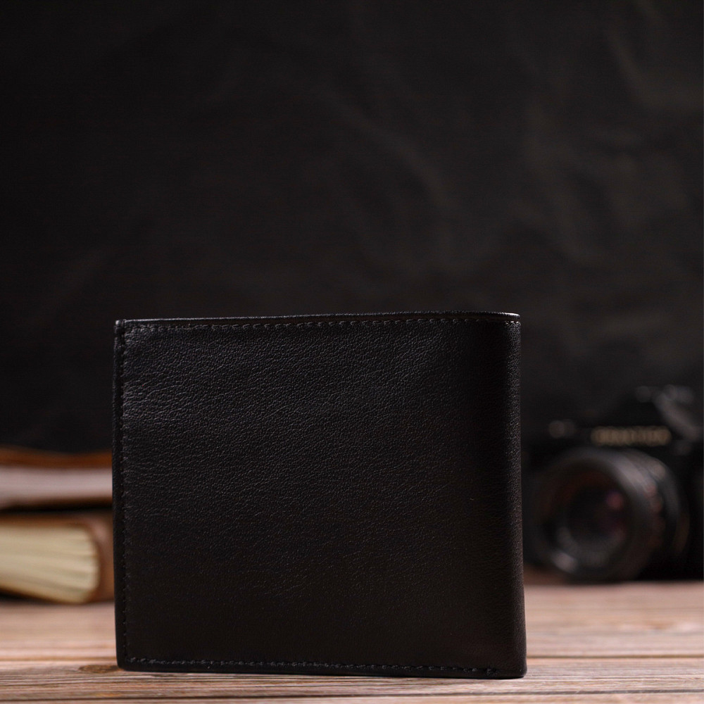 Классическое мужское портмоне из натуральной кожи флотар CANPELLINI 21783 Черное Киев - изображение 9