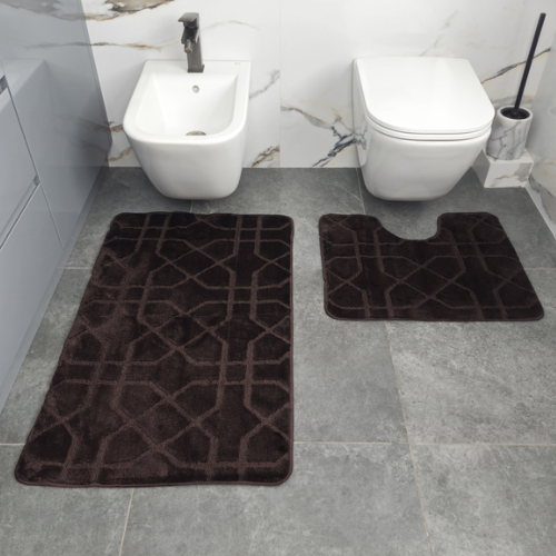 Набір килимків для ванної 2шт 60*100см+50*60см U-виріз Геометрія Standard шоколадний поліпропілен Дариана Житомир - фото 6