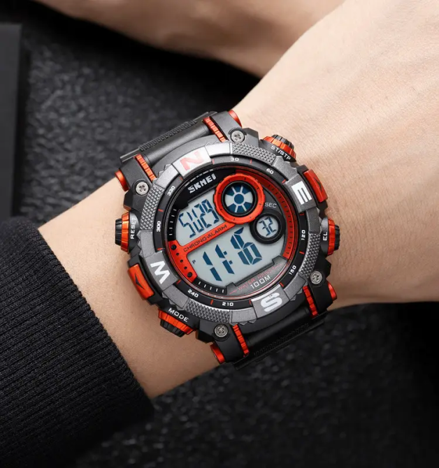 Мужские наручные кварцевые часы Skmei 1887 (Черный с красным) Винница - изображение 6