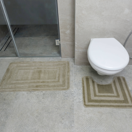Набір килимків для ванної 2шт 50*80см+40*50см U-виріз Рамка Econom бежевий поліпропілен Дариана Житомир - фото 4
