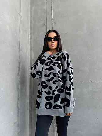 Жіночий принтований затишний оверсайз светр в'язка Одеса