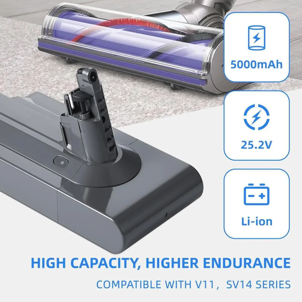Акумулятор DTK V11 25.2V 6000 мА·год 151.2Wh для Dyson V11, SV14, V11 Absolute, Complete, Fluffy, Li-ion Київ - фото 3