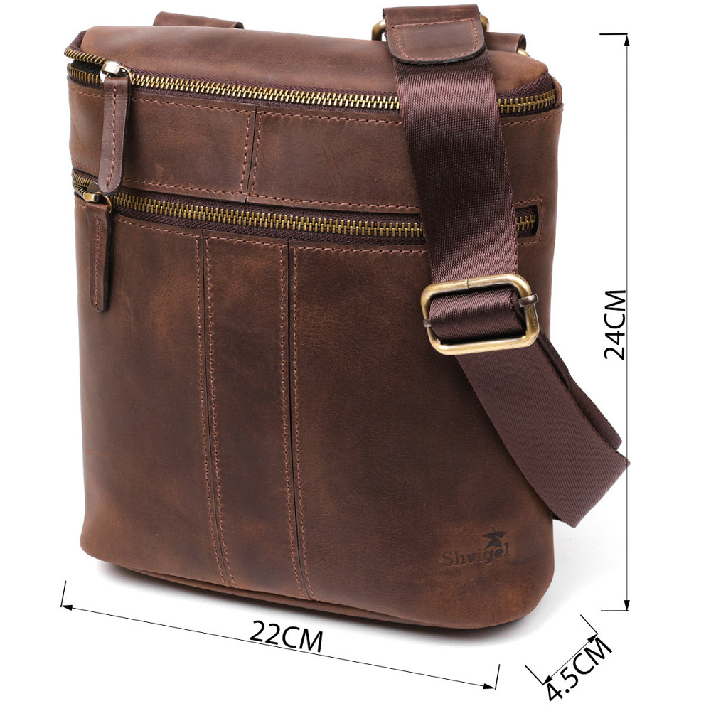 Сумка мужская кожаная Коричневая (SHVIGEL) Киев - изображение 7