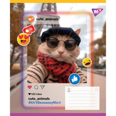 Зошит Yes Cute animals А5 24 аркушів клітинка (767729) Вінниця - фото 2