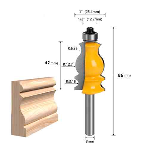 Фреза кромкова фігурна з підшипником для плінтуса, хвостовик 8мм Вінниця