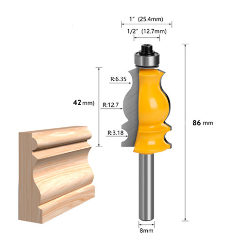 Фреза кромкова фігурна з підшипником для плінтуса, хвостовик 8мм Вінниця - фото 3