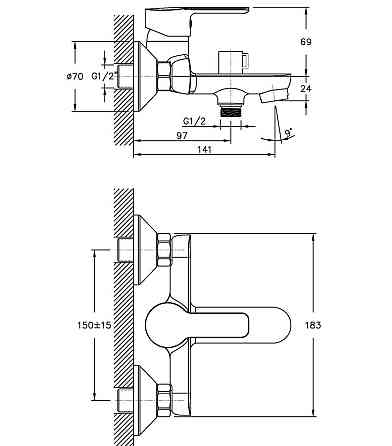 Змішувач для ванни Haiba Marco 009   ( HB0877 ) 28543 Харків