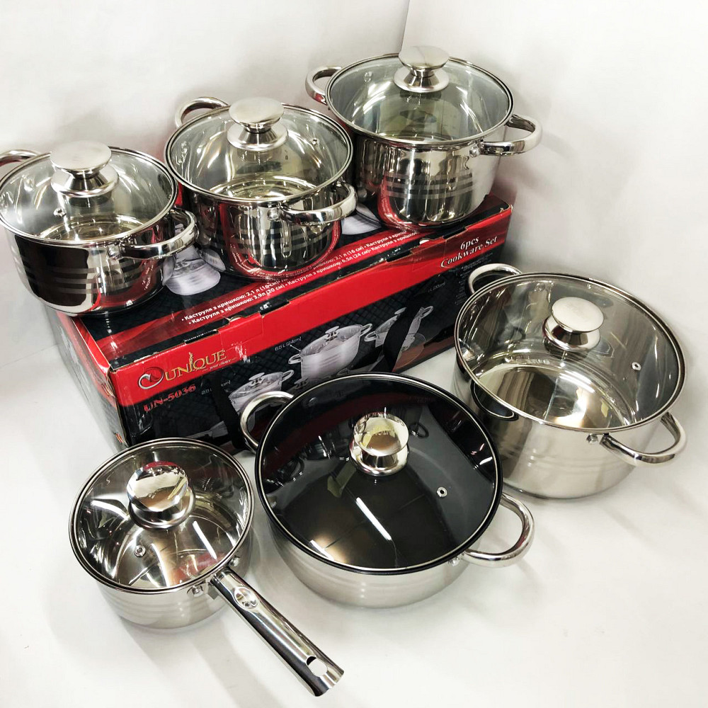 Комплект каструль UNIQUE UN-5036 12 шт, Набір посуду для будь-яких плит, Модні набори посуду CJ-59 Львів - фото 8
