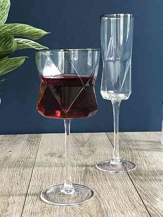 Келих для шампанського "Прозора Геометрія" 200 мл прозоре скло незвичайна форма Київ