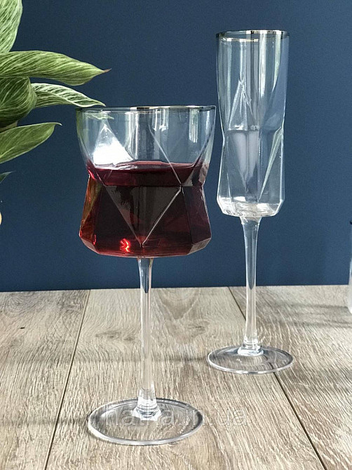 Келих для шампанського "Прозора Геометрія" 200 мл прозоре скло незвичайна форма Київ - фото 3