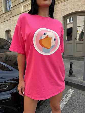 Женская удлиненная оверсайз футболка с милым принтом турецкий кулир Одесса